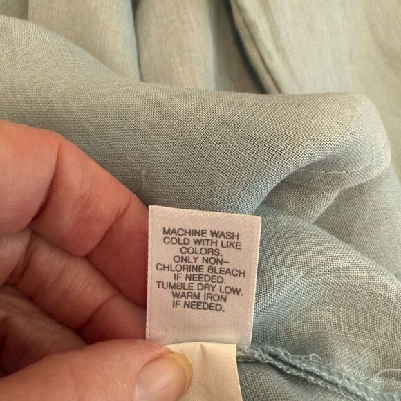 J. Jill Blue Linen Long Slv Button Up Blouse Sz M Beach, Coastal, Clean Girl - Picture 6 of 11